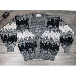 Uniform Code Cardigan Sweater Mens Large Gray‎ Vintage Acrylic Missing Button